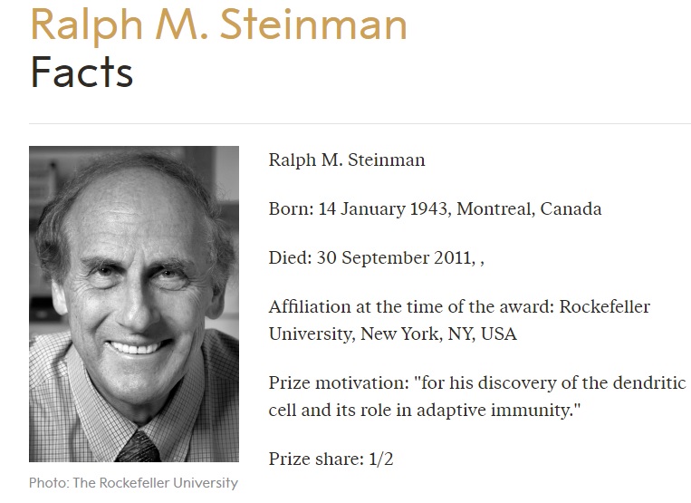 Ralph M. Steinman 2011 Premio Nobel en Fisiología o Medicina