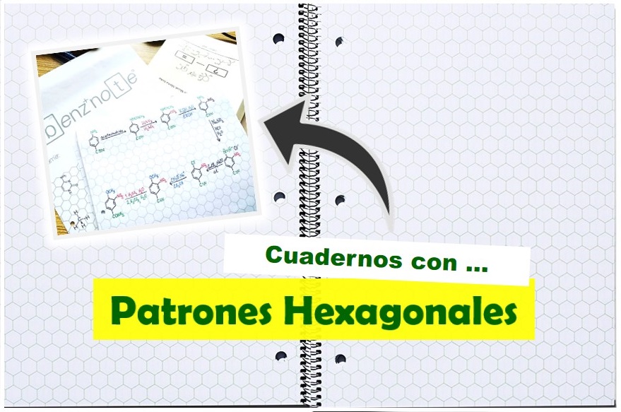 Cuadernos que tienen hojas con patrones hexagonales semitransparentes para Química y Bioquímica - Benznote (Hexagonal Graph Paper Notebooks)
