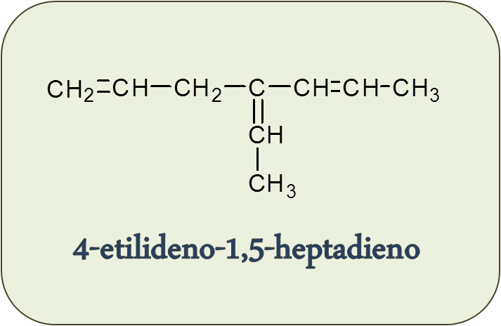 Estructura del 4-etilideno-1,5-heptadieno - Formulación y Nomenclatura de Alquenos